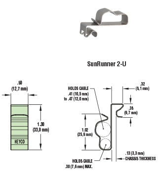 HEYClip™ Stainless Steel SunRunner® 2-U Series
Cable Clips for Micro-Inverter Cables
Pack of 100 Clips - S6402