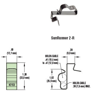 HEYClip™ Stainless Steel SunRunner® 2-R Series
Cable Clips for Micro-Inverter Cables
Pack of 100 Clips - S6402