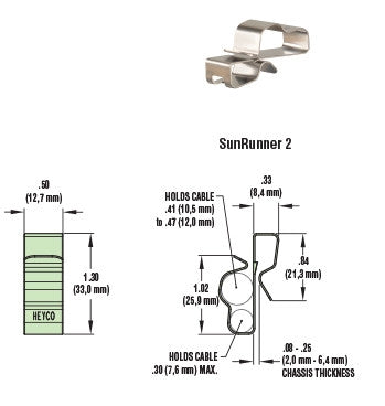 HEYClip™ Stainless Steel SunRunner® 2 Series
Cable Clips for Micro-Inverter Cables
Pack of 100 Clips - S6404