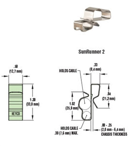 HEYClip™ Stainless Steel SunRunner® 2 Series
Cable Clips for Micro-Inverter Cables
Pack of 100 Clips - S6404