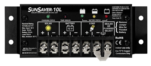 Morningstar SunSaver 10 Amp 12 Volt  PWM Charge Controller - Includes LVD Override Protection - SS-10L-12V
