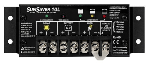 Morningstar SunSaver SS-10L-24V > 10 Amp 24 Volt PWM Charge Controller LVD Override Protection