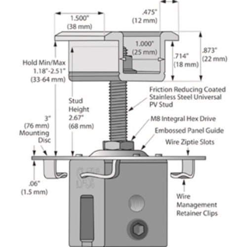 S-5! > PV Kit (UL) Bonding & Mounting Universal Mid Clamp > for 1.3" to 2.5"