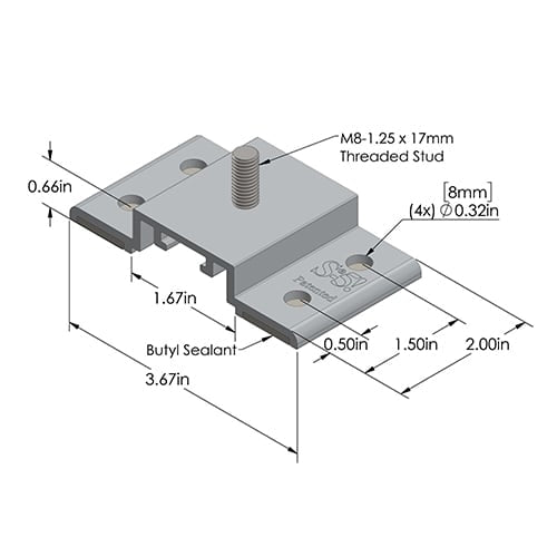 S-5! SolarFoot > Solarfoot L-Foot for Trapezoidal metal roofs - 1 Unit