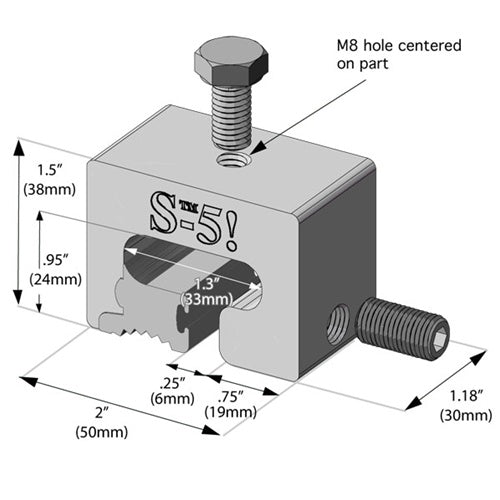 S-5! Clamp, Size T, fits utility roof with T-shaped seam, S-5-T mini