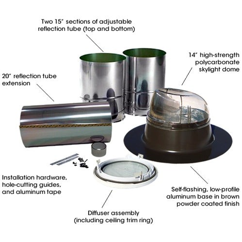 Sun Effects SE-14S-BRN / 14 Inch Skylight / Low-Profile / Brown