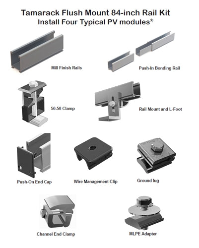 Tamarack Solar 89198 > 4 Module Kit - 1.6" Deep 84" Length Rails - Mill Finish