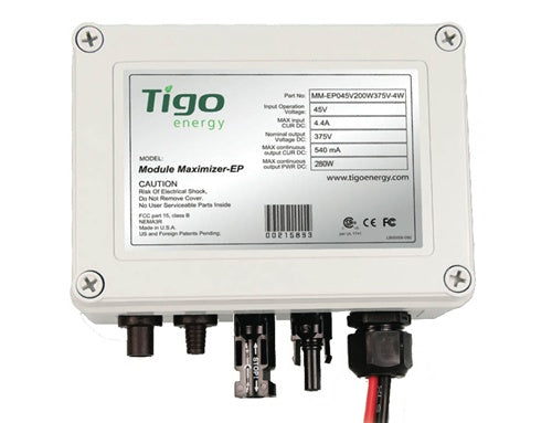 Tigo Energy Module Maximizer, Par, 55VDC, MC4 In-Tyco Out, 5.7A, 280W, Wireless, MM-EP35V200W375V-4WL