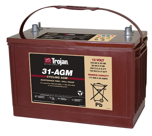 Trojan Battery 31-AGM - 12 Volt 100 Amp Hour AGM Deep Cycle Battery