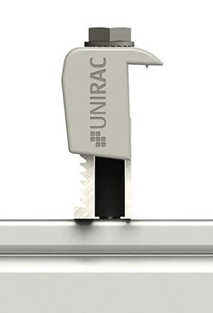 UniRac 302050M > SolarMount Universal-AF End Clamp, Preassembled, Integrated Bonding, 30-46MM, Mill Finish - 1 Unit