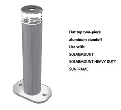 UniRac 310607-060 - 7" Flat Top Two-Piece Standoff, Dark - 60 Units