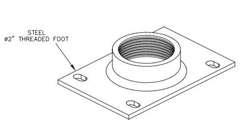 Unirac 403216S - U-LA Threaded Foot for 2" Pipe, Zinc-Plated Steel